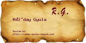 Ráday Gyula névjegykártya